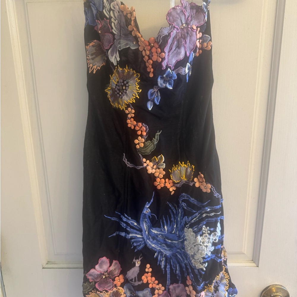 Vibrant Floral Mini Dress in Black